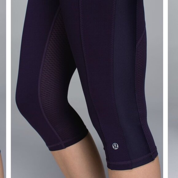 Lululemon Clip-In Crop Leggings 16" in Black Grape size 6 cycling biking - Picture 5 of 14